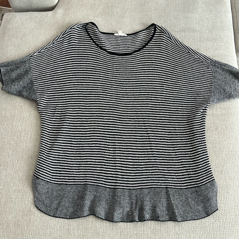 Eileen Fisher Organic Linen Striped Sweater Drop 1X
